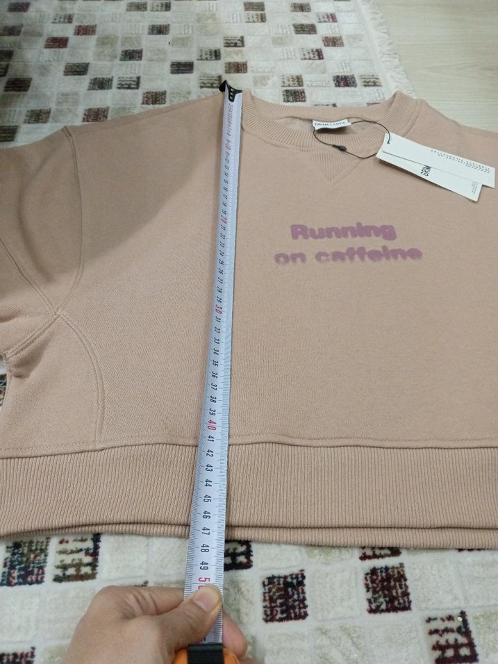 grimlange  Bej Kadın Oversize Sweatshirt - Görsel 4