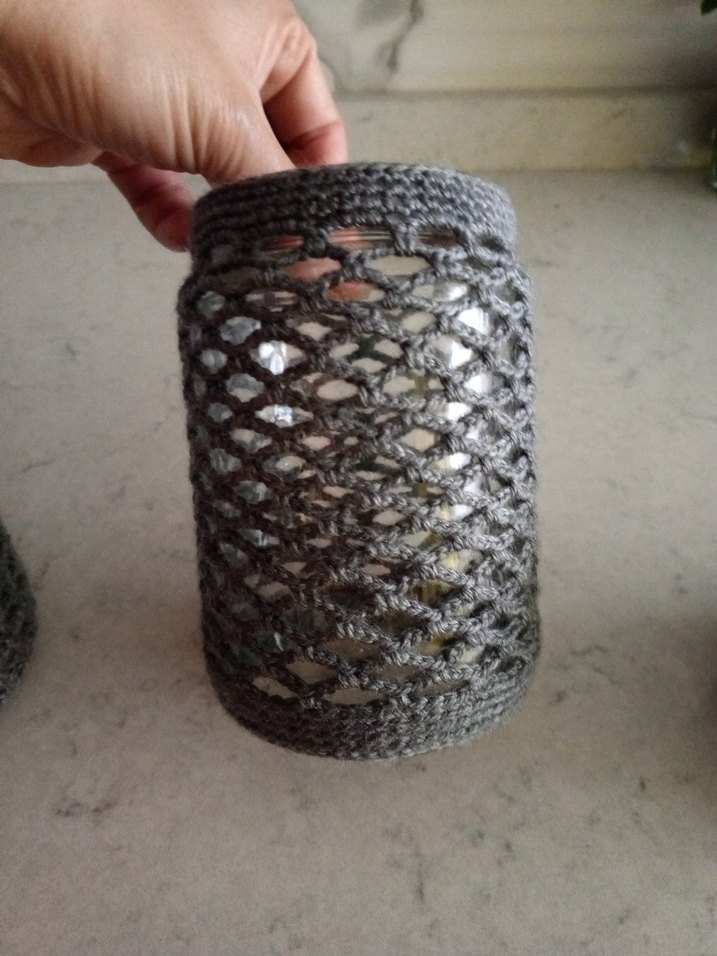 Gri Örgü Desenli Mumluk Seti - Görsel 4