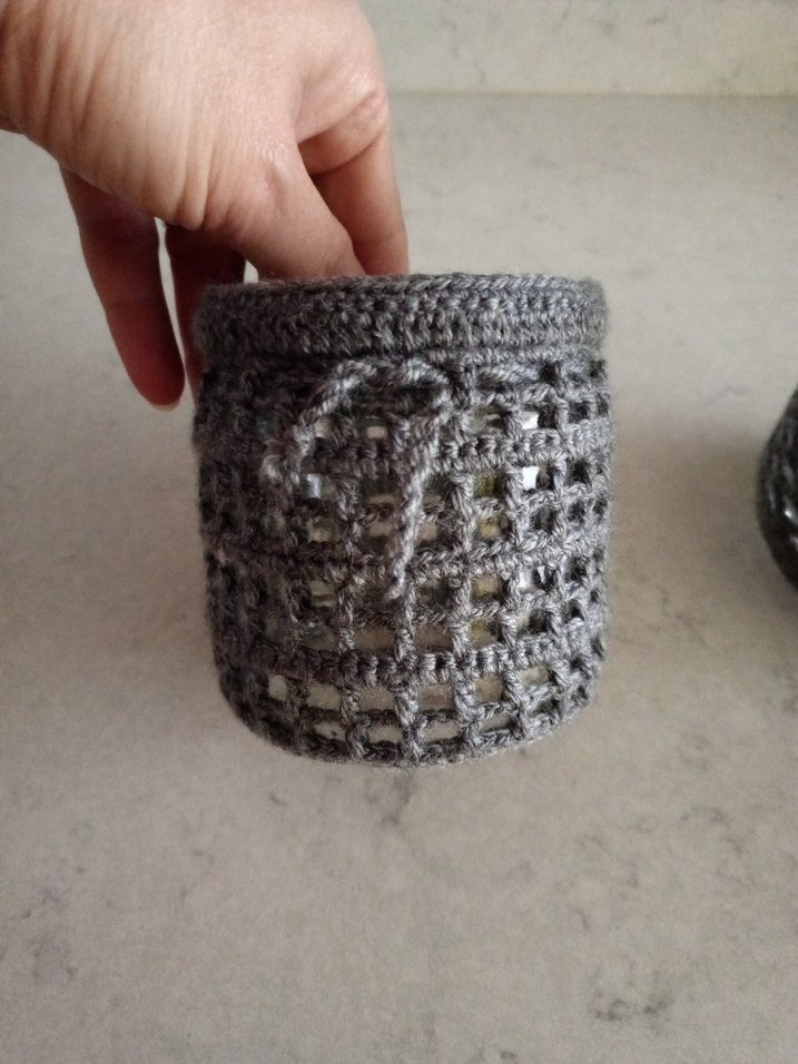 Gri Örgü Desenli Mumluk Seti - Görsel 3