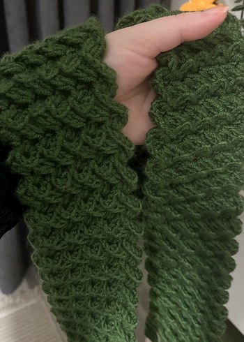 Örgü Yeşil Atkı - Görsel 4