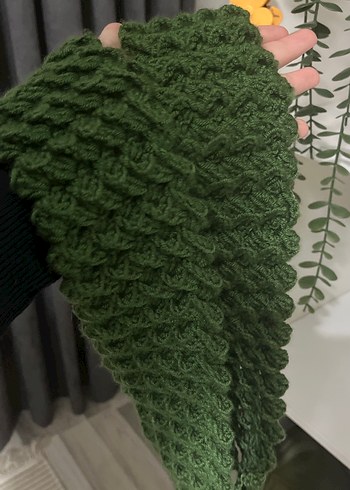 Örgü Yeşil Atkı - Görsel 3