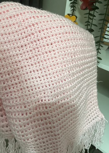 Pembe Örgü Kadın Şal - Görsel 5