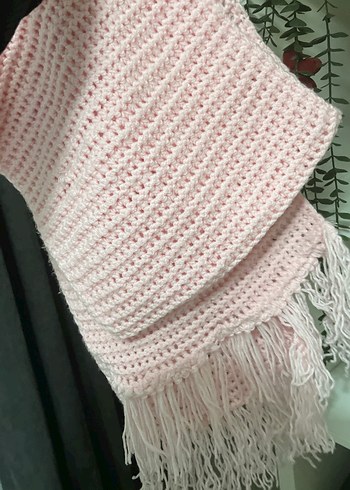 Pembe Örgü Kadın Şal - Görsel 3