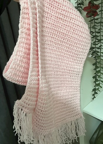 Pembe Örgü Kadın Şal - Görsel 2