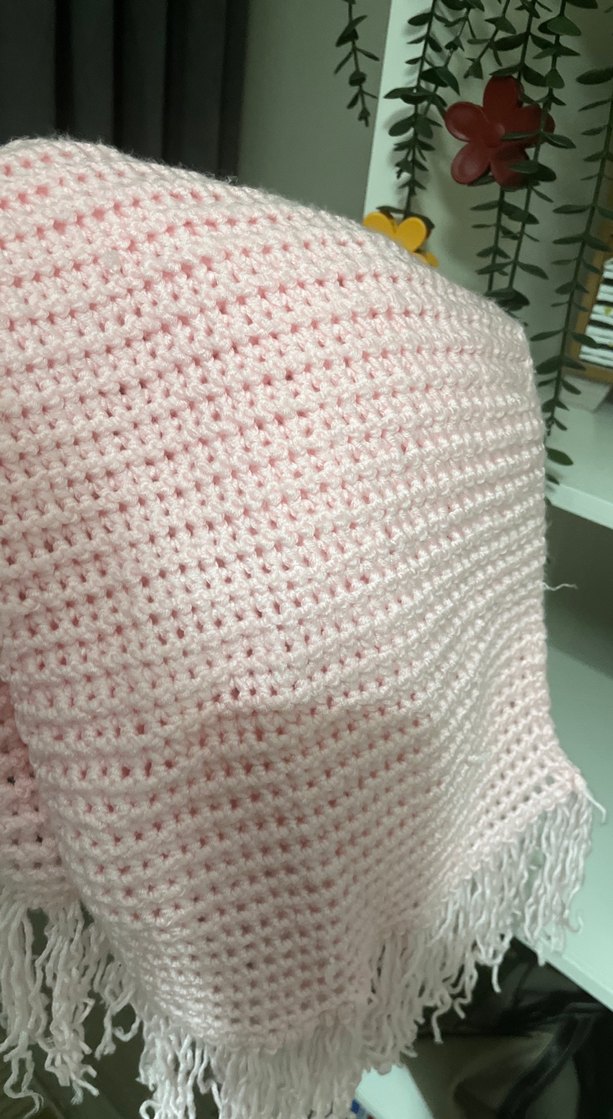 Pembe Örgü Kadın Şal - Görsel 5