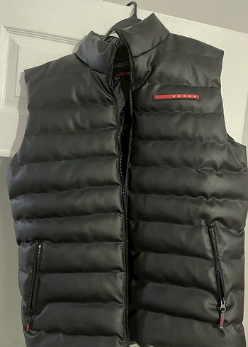 Prada Siyah Deri Kolsuz Yelek - Görsel 2