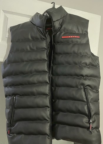 Prada Siyah Deri Kolsuz Yelek - Görsel 3