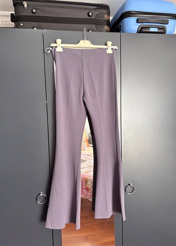 Kadın Mor Piliseli Kumaş Pantolon - Görsel 5