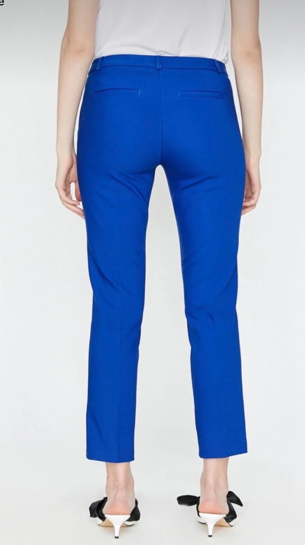 Kadın Mavi Kumaş Pantolon Kemerli - Görsel 2