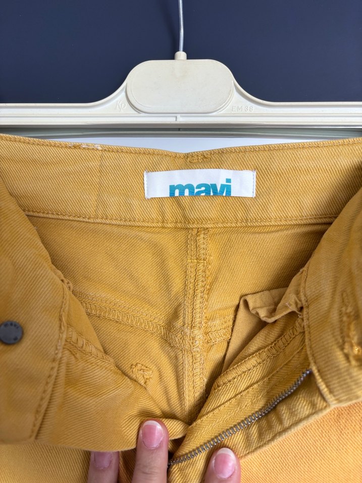 Kadın Camel Midi Bol Kesim Kot Pantolon - Görsel 4