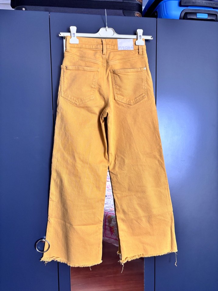 Kadın Camel Midi Bol Kesim Kot Pantolon - Görsel 2