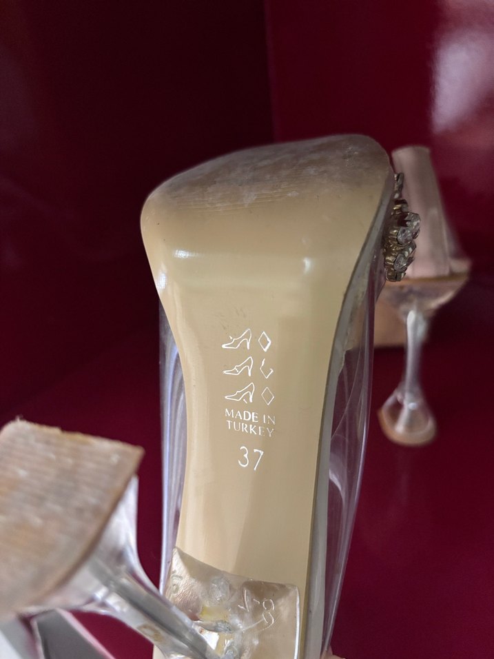 Beyaz Taşlı Şeffaf Stiletto Kadın Abiye Ayakkabı - Görsel 3