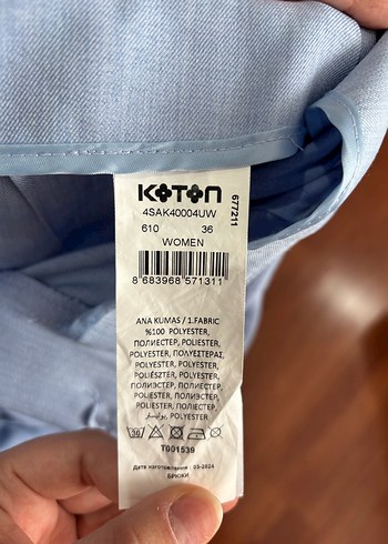 Kadın Mavi Geniş Paça Kumaş Pantolon - Görsel 4