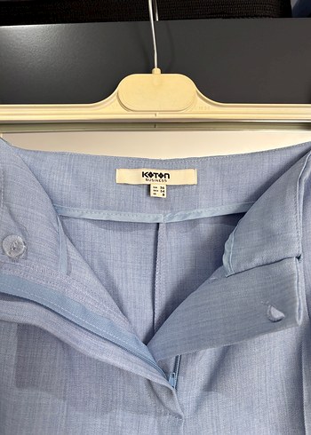 Kadın Mavi Geniş Paça Kumaş Pantolon - Görsel 3