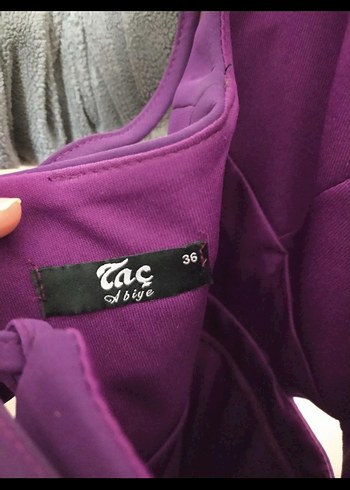 Mor Ayarlı Askılı Kloş Mini Elbise - Görsel 3