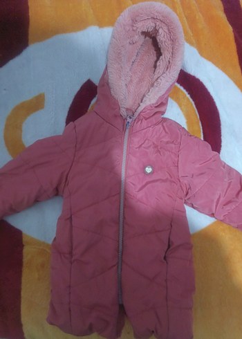 Kız Çocuk Pembe Kürklü Kapüşonlu Mont