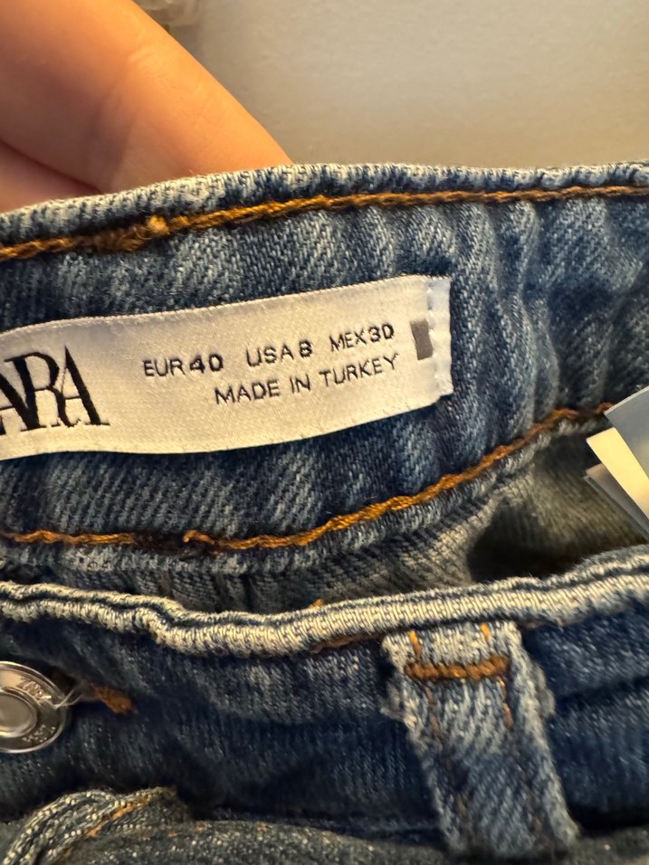 Zara kadın Yüksek Bel Mavi Denim Jean — görsel 3/7