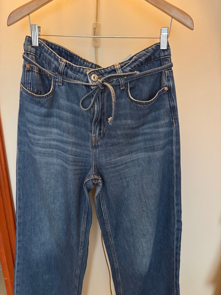 Zara kadın Yüksek Bel Mavi Denim Jean — görsel 2/7