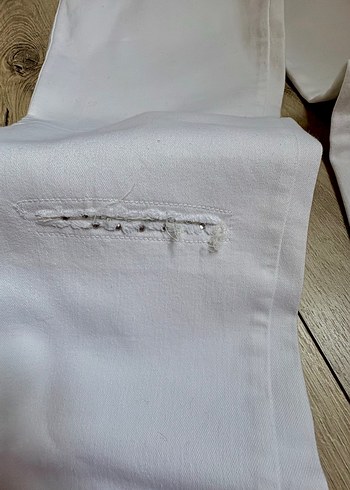 Beyaz Pamuklu Kadın Kumaş Pantolon - Görsel 2