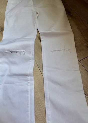 Beyaz Pamuklu Kadın Kumaş Pantolon - Görsel 3