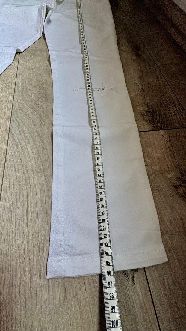 Beyaz Pamuklu Kadın Kumaş Pantolon - Görsel 4