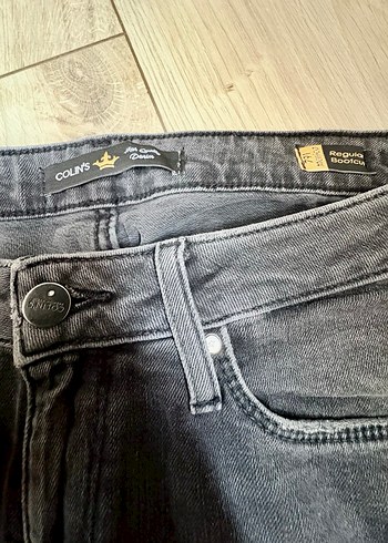 Gri Kadın Denim Pantolon, Kemerli, Normal Boy - Görsel 3