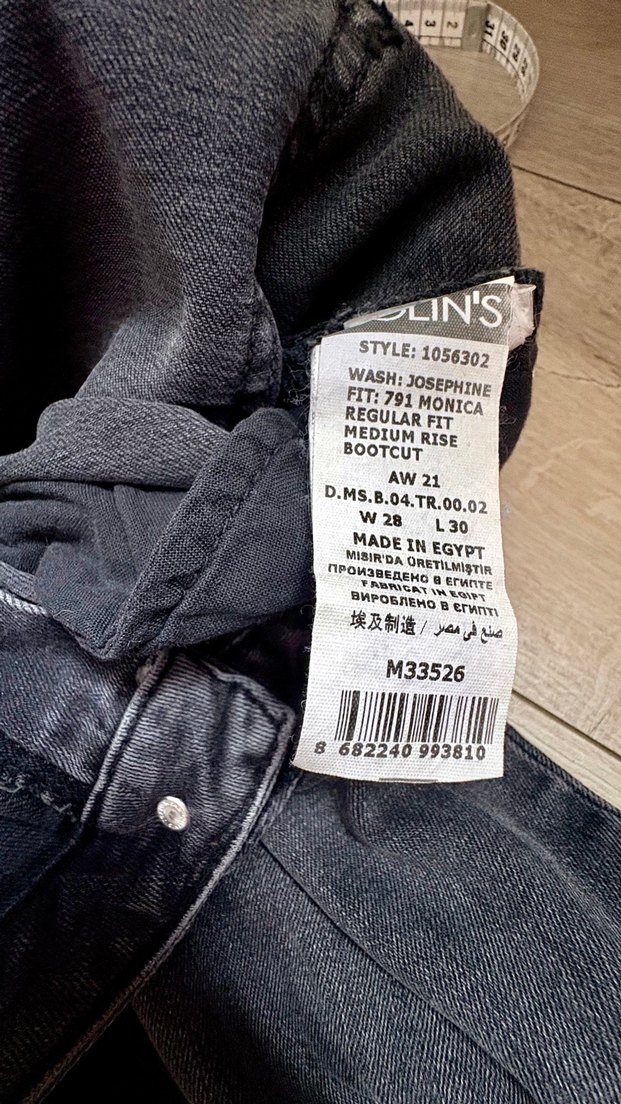 Gri Kadın Denim Pantolon, Kemerli, Normal Boy - Görsel 4