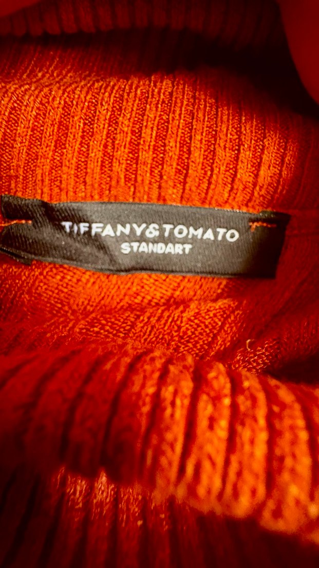 Kırmızı Boğazlı Triko Kadın Kazak - Görsel 2