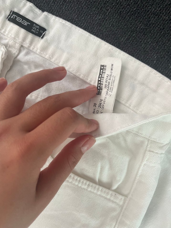 Beyaz Midi Kot Pantolon Kadın - Görsel 2