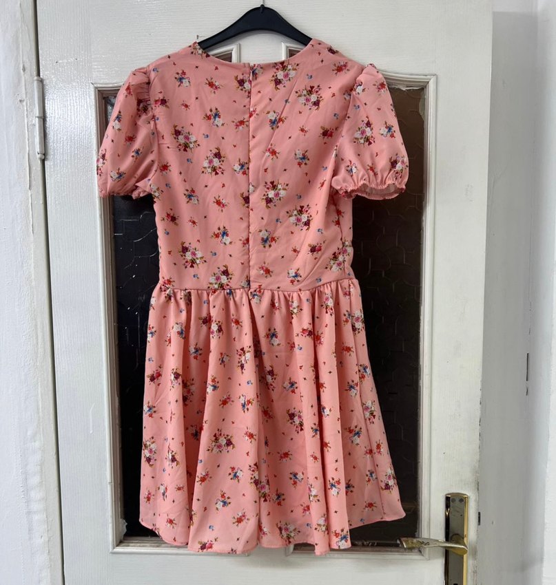 Pembe V Yaka Midi Bohem Elbise - Görsel 4