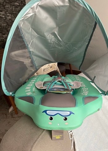 Turkuaz Çocuk Şişme Güneşlikli Deniz Simidi - Görsel 5