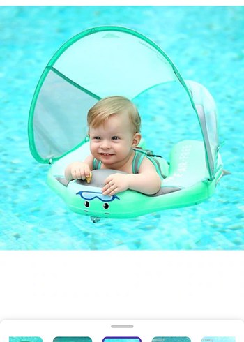 Turkuaz Çocuk Şişme Güneşlikli Deniz Simidi - Görsel 11