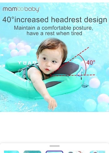 Turkuaz Çocuk Şişme Güneşlikli Deniz Simidi - Görsel 8