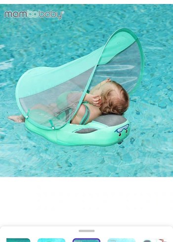 Turkuaz Çocuk Şişme Güneşlikli Deniz Simidi - Görsel 7