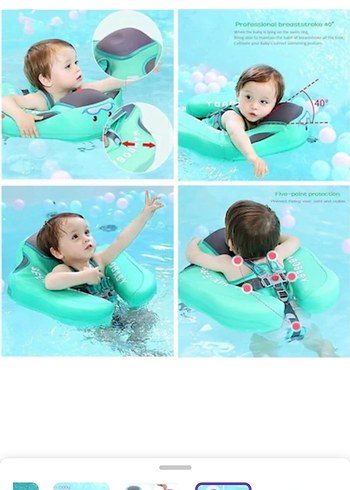 Turkuaz Çocuk Şişme Güneşlikli Deniz Simidi - Görsel 13