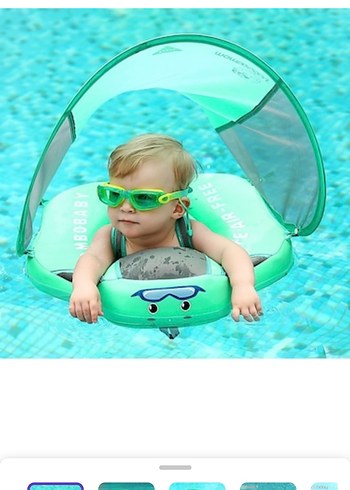 Turkuaz Çocuk Şişme Güneşlikli Deniz Simidi - Görsel 6