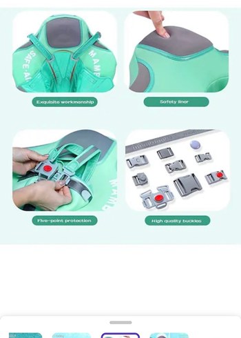 Turkuaz Çocuk Şişme Güneşlikli Deniz Simidi - Görsel 10