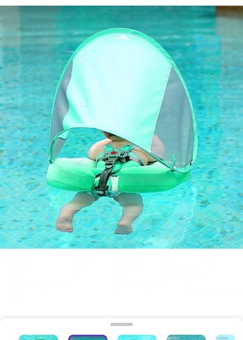 Turkuaz Çocuk Şişme Güneşlikli Deniz Simidi - Görsel 9