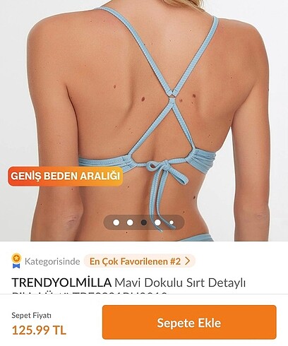 Trendyolmilla 40 beden mavi bikini üstü