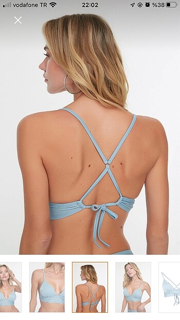 40 Beden Trendyolmilla 40 beden mavi bikini üstü