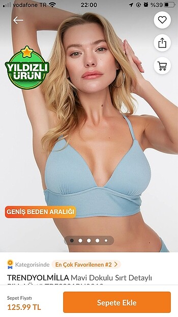Trendyol & Milla Trendyolmilla 40 beden mavi bikini üstü