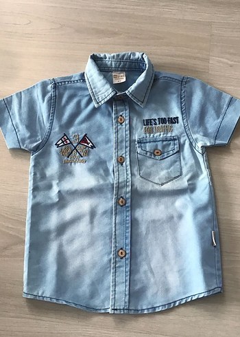 Erkek Çocuk Kısa Kollu Denim Gömlek 4 Yaş - Görsel 7