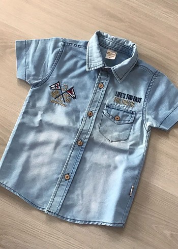 Erkek Çocuk Kısa Kollu Denim Gömlek 4 Yaş - Görsel 6