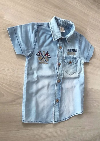 Erkek Çocuk Kısa Kollu Denim Gömlek 4 Yaş - Görsel 2