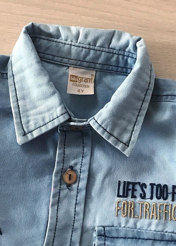 Erkek Çocuk Kısa Kollu Denim Gömlek 4 Yaş - Görsel 8