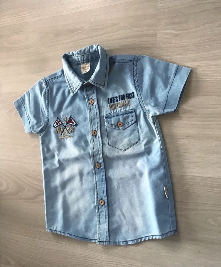 Erkek Çocuk Kısa Kollu Denim Gömlek 4 Yaş - Görsel 5