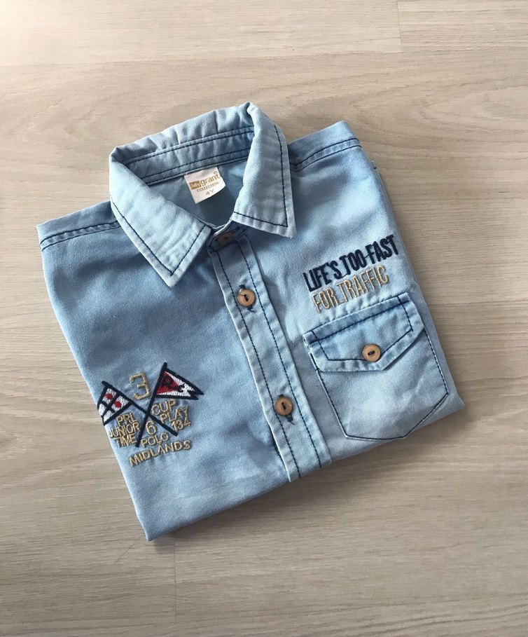 Erkek Çocuk Kısa Kollu Denim Gömlek 4 Yaş - Görsel 4