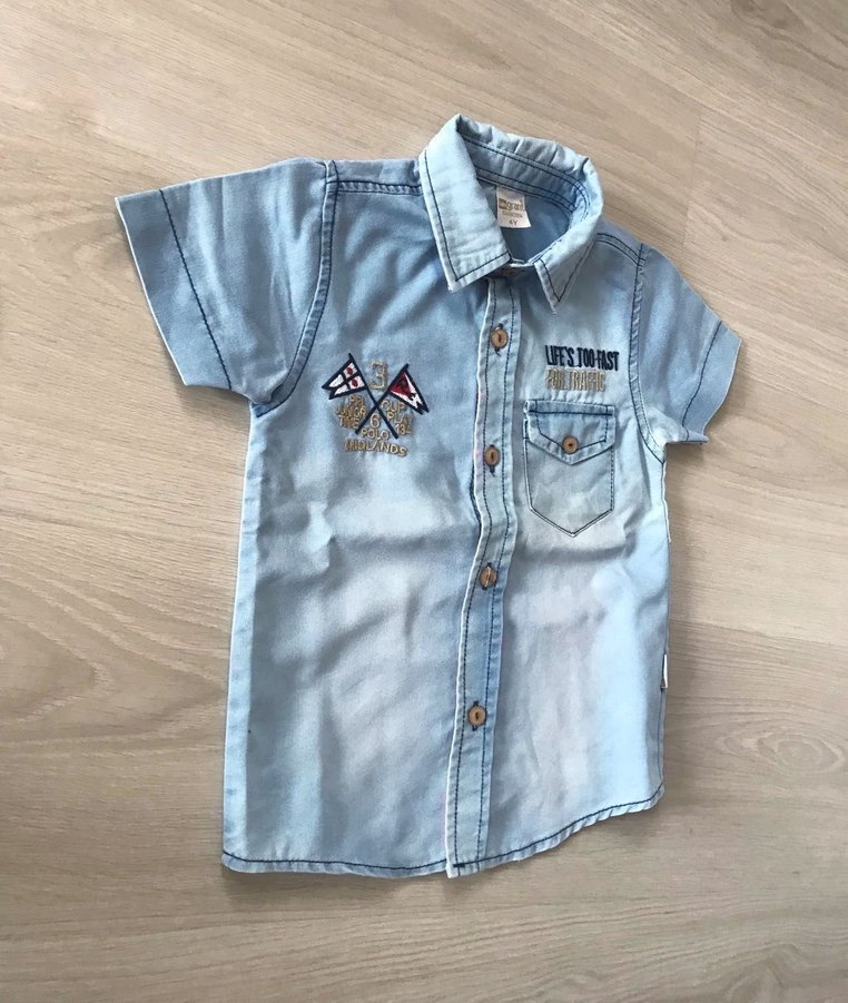 Erkek Çocuk Kısa Kollu Denim Gömlek 4 Yaş - Görsel 2