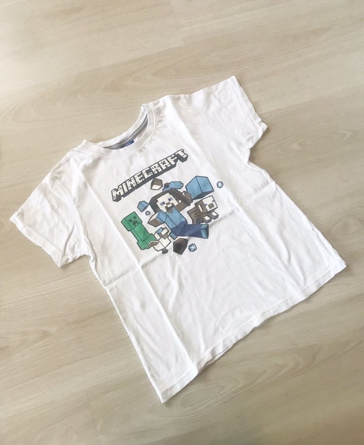 Minecraft Baskılı Beyaz Erkek Tişört 7-8 yaş - Görsel 4