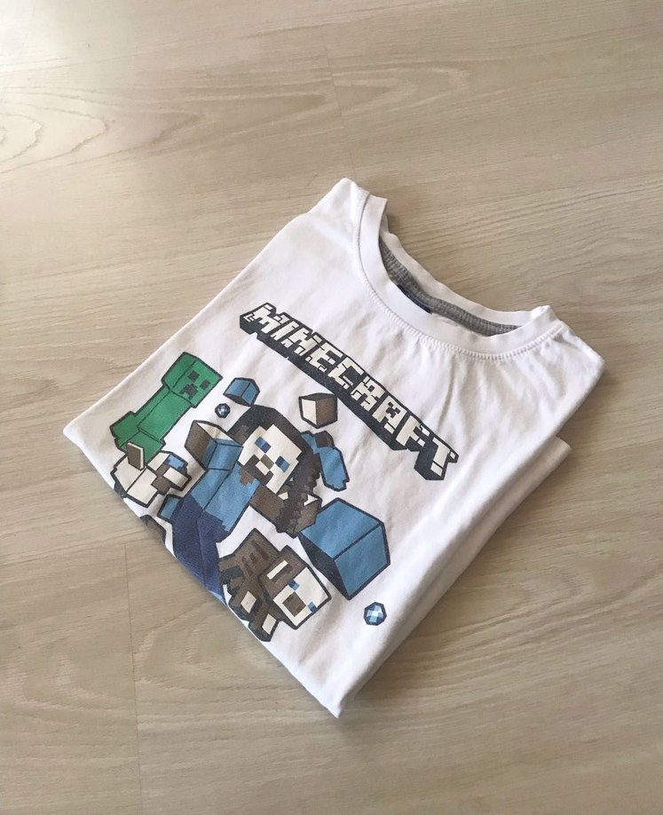 Minecraft Baskılı Beyaz Erkek Tişört 7-8 yaş - Görsel 5